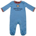 Himmelblau-Rot - Front - Manchester City FC - Schlafanzug für Baby