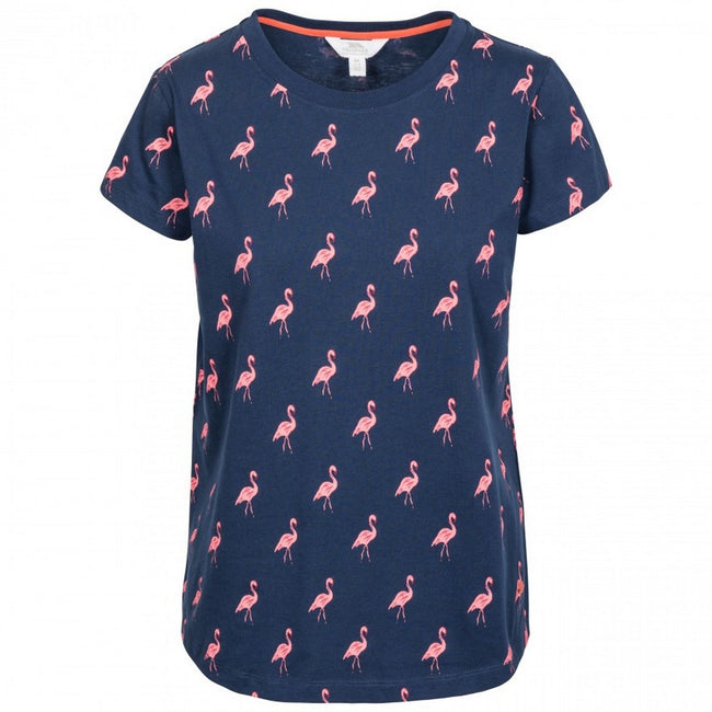 Marineblau-Flamingo - Front - Trespass Damen T-Shirt Carolyn mit Muster, kurzärmlig