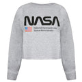 Grau meliert - Front - NASA - "National Aeronautics" Kurzes Sweatshirt für Damen
