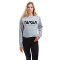 Grau meliert - Side - NASA - "National Aeronautics" Kurzes Sweatshirt für Damen