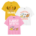 Gelb-Weiß-Pink - Front - The Lion King - "Simba & Friends" T-Shirt für Mädchen (3er-Pack)