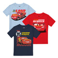 Rot-Marineblau-Blau - Front - Cars - T-Shirt für Jungen (3er-Pack)