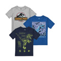 Bunt - Front - Jurassic Park - T-Shirt für Jungen (3er-Pack)