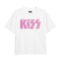Schwarz-Weiß-Pink - Front - Kiss - T-Shirt für Mädchen
