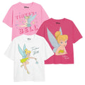 Pink-Weiß - Front - Tinkerbell - T-Shirt für Mädchen (3er-Pack)