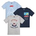 Blau-Marineblau-Grau - Front - Jaws - "No Swimming" T-Shirt für Jungen (3er-Pack)