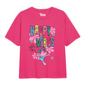Fuchsie - Front - Trolls - "Happy Vibes" T-Shirt für Mädchen