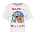 Weiß-Rot-Blau - Front - Tom and Jerry - "Have A Nice Day" Kurzes Top für Damen
