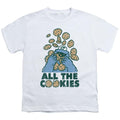 Weiß - Front - Sesame Street - "All The Cookies" T-Shirt für Kinder