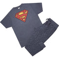 Grau-Rot-Gelb - Front - Superman - Schlafanzug mit langer Hose für Herren