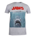 Grau-Blau-Rot - Front - Jaws - T-Shirt für Herren