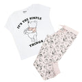 Weiß-Pink-Schwarz - Front - Winnie the Pooh - "Its The Simple Things" Schlafanzug mit langer Hose für Damen