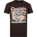 Dunkles Schokoladenbraun - Front - Captain America - "70's" T-Shirt für Herren