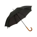 Schwarz - Front - Herren Regenschirm mit Holzgriff, automatisch