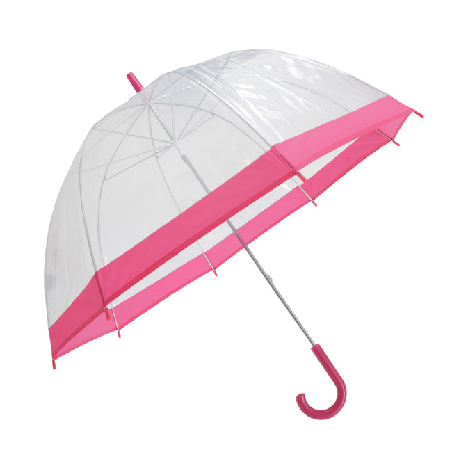 Transparent-Pink - Front - Unisex Transparent Dome Walking Regenschirm