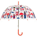 Transparent-Rot - Front - X-brella - Faltbarer Regenschirm Kuppel