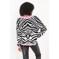 Weiß-Rosa - Back - Brave Soul -Pullover für Damen Zebramuster Kragen