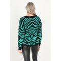 Grün-Schwarz - Back - Brave Soul -Pullover für Damen Zebramuster Kragen