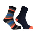 Marineblau-Orange - Front - Pierre Roche - Socken für Männer Hochwertig (2-er Pack)