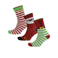 Weihnachtself-Weihnachtsmann-Weihnachtself - Front - RJM - Socken für Frauen Weihnachtsmotiv (3-er Pack)