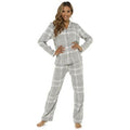 Grau Kariert - Front - Foxbury - Pyjama Set für Frauen Kariert
