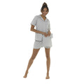 Grau - Front - Foxbury - Pyjama Set für Frauen Kariert Kurz