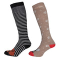 Dunkelgrau-Beige - Front - Simply Essentials - Socken für Frauen Hunde Welly (2-er Pack)