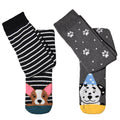 Schwarz-Grau - Back - Simply Essentials - Socken für Frauen Hunde Welly (2-er Pack)