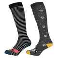 Schwarz-Grau - Front - Simply Essentials - Socken für Frauen Hunde Welly (2-er Pack)
