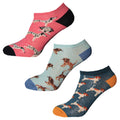 Rosa-Babyblau-Blaugrün - Front - Simply Essentials - Trainer Socken für Frauen Hundemuster (3-er Pack)