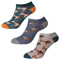 Blaugrün-Blau-Grau - Front - Simply Essentials - Trainer Socken für Frauen Hundemuster (3-er Pack)