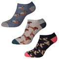 Blau-Grau-Marine - Front - Simply Essentials - Trainer Socken für Frauen Hundemuster (3-er Pack)