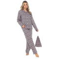 Rosa - Front - Foxbury - Oberteil und Hosen Pyjamas Set für Frauen Leopardenmuster