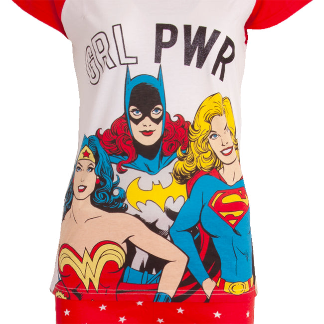 Weiß-Rot - Back - Justice League Damen Girl Power Pyjama Set