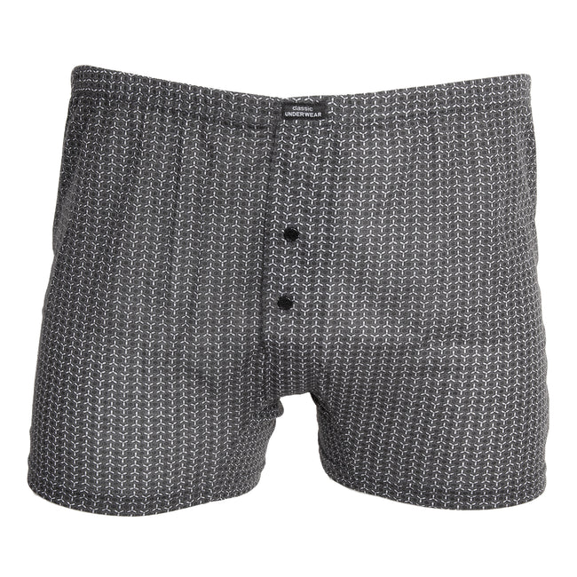 Grau - Side - Tom Franks Jersey-Boxershorts, gemustert, 3er-Pack