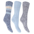 Blau - Front - Floso Damen Thermo Winter-Socken, Wollgemisch, 3 Paar