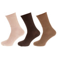 Dunkelbraun-Hellbraun-Beige - Front - Universal Textiles Damen Wellness-Socken mit Bambusanteil, ideal für Diabetiker, 3 Paar