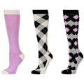 Weiß-Schwarz-Pink - Front - Dublin - "Mono Highlands" Hohe Reitsocken für Herren-Damen Unisex(3er-Pack)