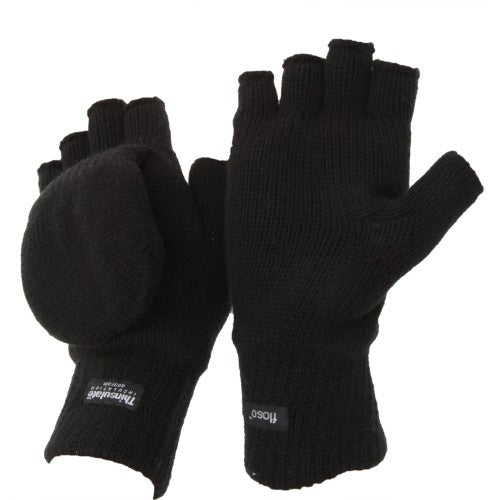 Front - FLOSO Unisex Thermo Halbfinger Winter Handschuhe (3M 40g)