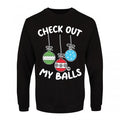Front - Pop Factory - "Check Out My Balls" Pullover für Herren - weihnachtliches Design