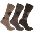 Front - Herren Socken mit Rautenmuster, nicht-einschneidende Bündchen, 3er-Pack