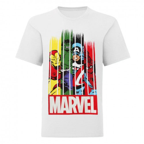 Front - Marvel Group Kinder Streifen-Fade T-Shirt