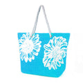 Türkis - Front - Damen Strand--Shopper-Tasche mit Blumen Motiv