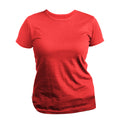 Rot - Front - Damen T-Shirt, Slim-Fit, kurzärmlig