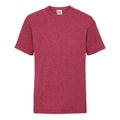 Vintage Rot meliert - Front - Fruit of the Loom Kinder Unisex T-Shirt, kurzärmlig (2 Stück-Packung)