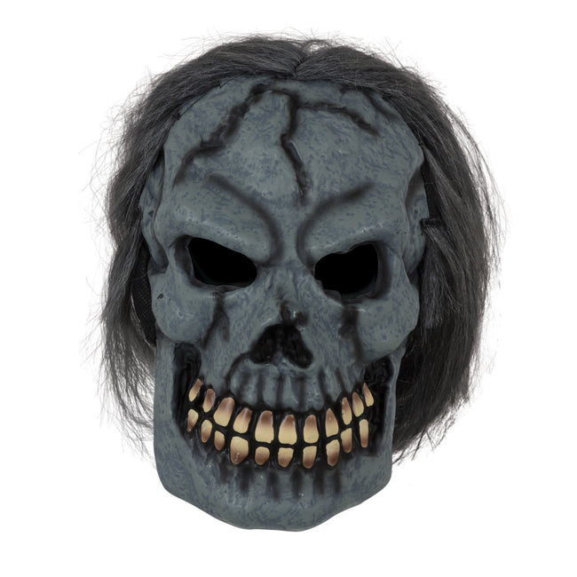 Grau - Front - Bristol Novelty Unisex Totenkopf-Maske mit Haar, für Erwachsene
