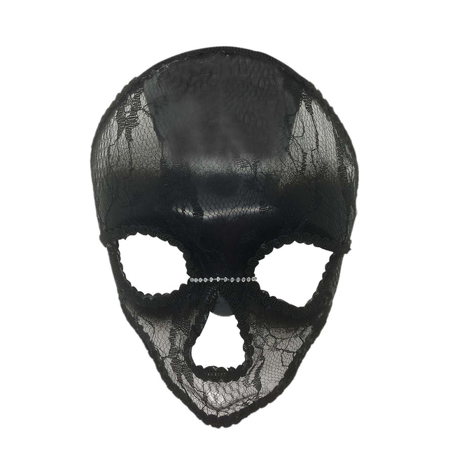 Schwarz - Front - Bristol Novelty Unisex Erwachsenen Spitzen-Totenkopf-Maske