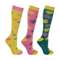 Gelb-Pink-Grün - Front - HyFASHION - Socken für Herren-Damen Unisex (3er-Pack)