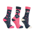 Marineblau-Pink - Front - Little Rider - "Sasha" Socken für Mädchen (3er-Pack)