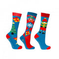 Winter Blau-Festives Rot - Front - Hy - "Jolly Elves" Socken für Kinder - weihnachtliches Design(3er-Pack)